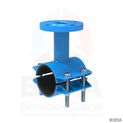 Хомут врезной стальной ВЗПА для ПВХ/ПНД труб  2-х секц. ОД=355 L=300 отвод фланец ДУ80